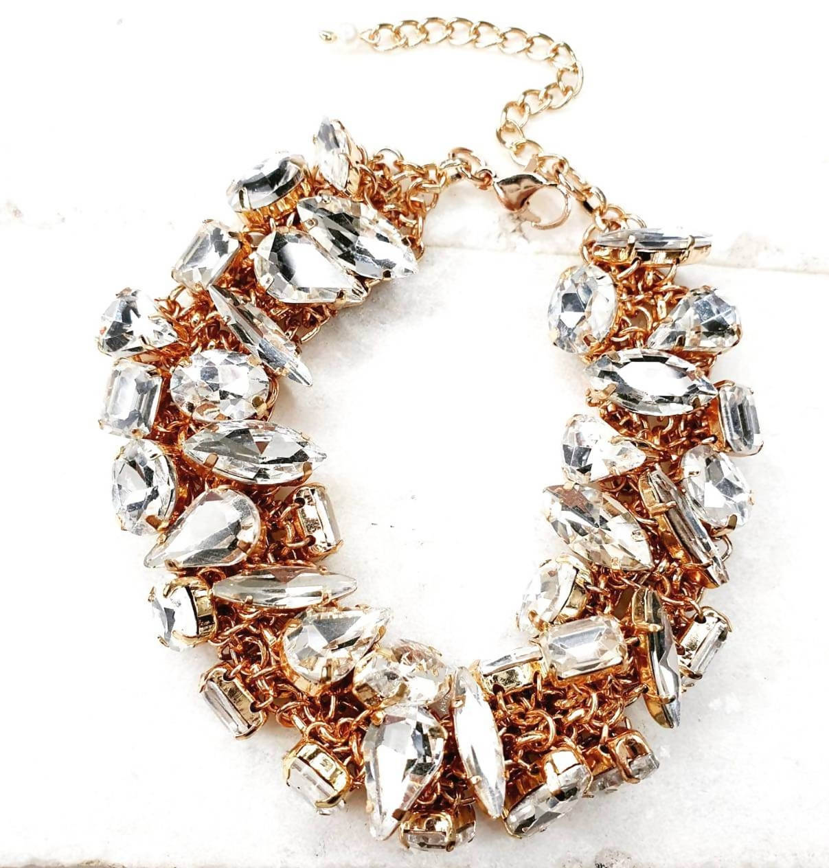 Bling Accessories Rhine Stone Glass Statement Crystal Bracelet