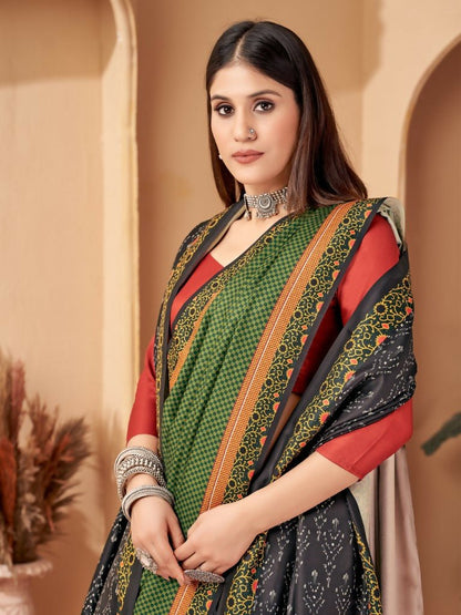 Aayaa Designer Winter Collection Printed Saree With Shawl - Multi Color