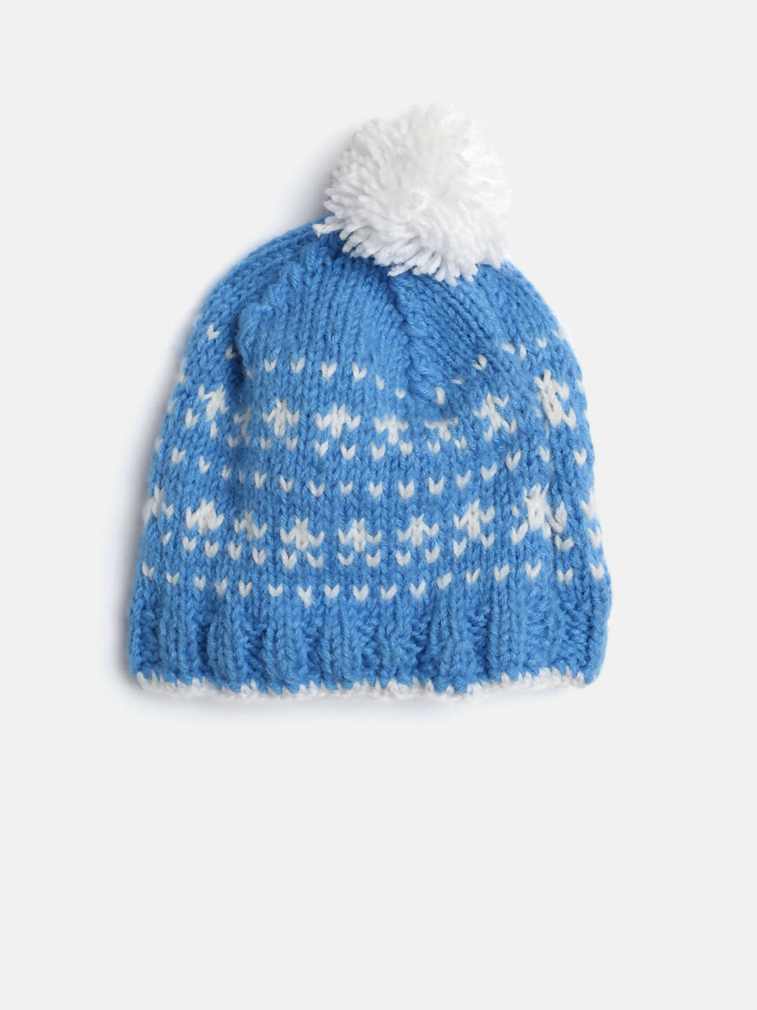 Chutput Kids Woollen Hand Knitted Pom Pom Detailed Cap - Blue