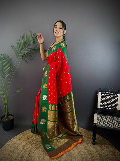 Joban Fashion Green Butti Banarasi Silk Sarees