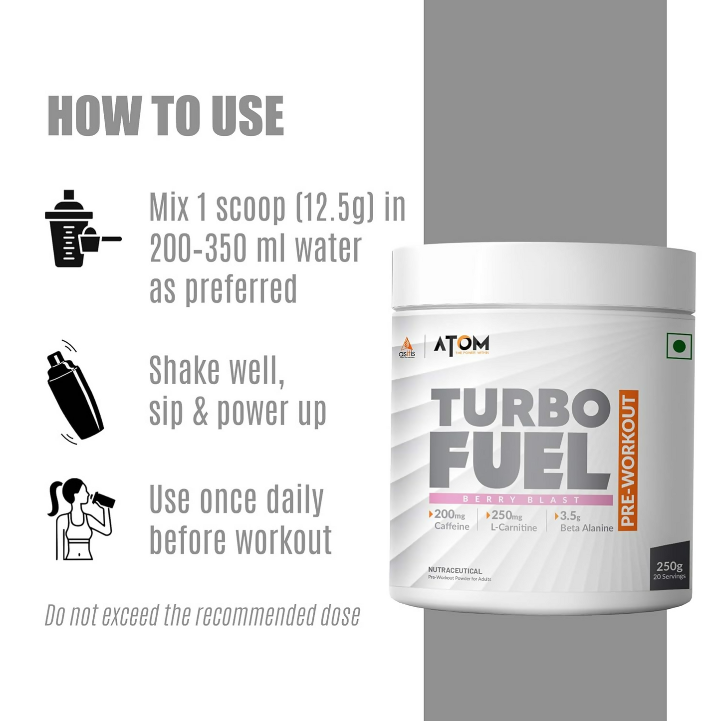 As-It-Is Atom Turbo Fuel Pre-Workout Formula Berry Blast Flavour