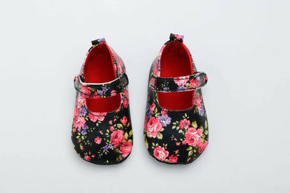 Tiny Bugs Girls Flowral Print Infants Booties - Black