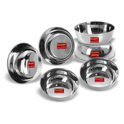Sumeet Stainless Steel Heavy Gauge Bowl Set/Wati Set With Mirror Finish