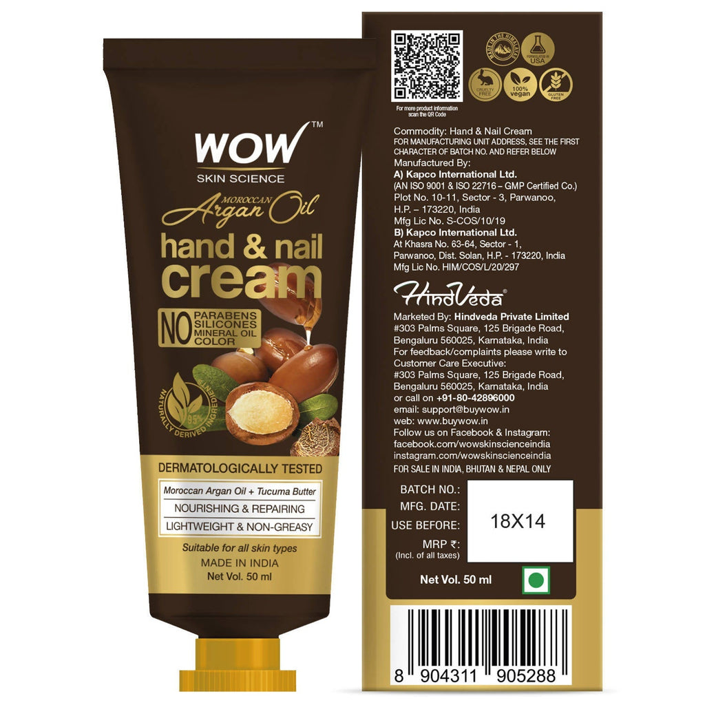 Wow Skin Science Moroccan Argan Oil Hand & Nail Cream - 50 ml