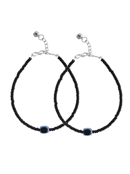 VOJ Women Black Color stainless steel Anklet