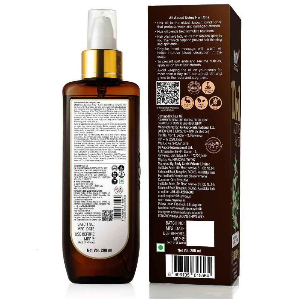 Wow Skin Science 10-in-1 Active Hair Oil - 200 ml