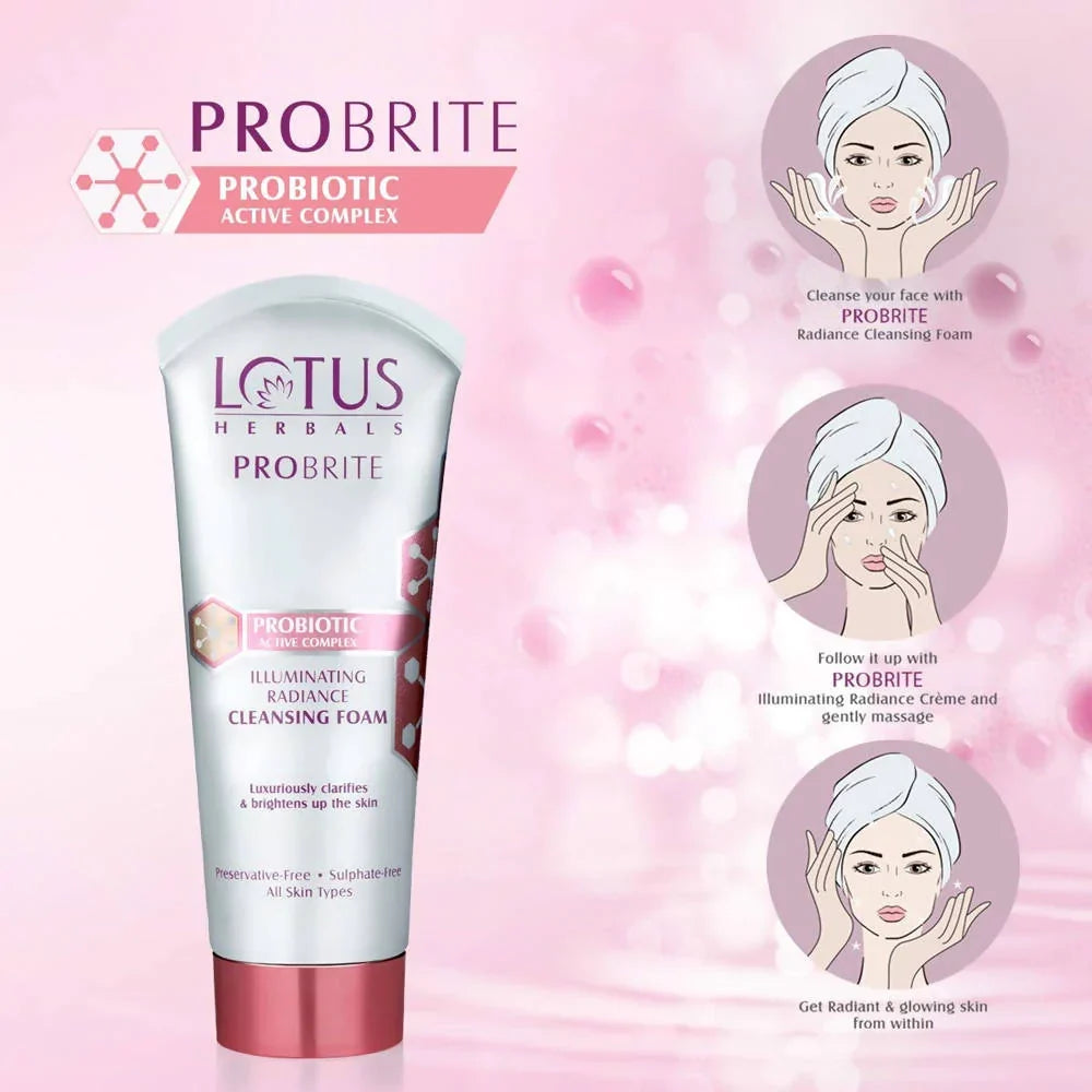 Lotus Herbals Probrite Illuminating Radiance Cleansing Foam - 100 gms