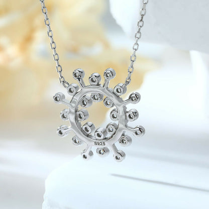 Cauer Moissanite Round Pendant Necklace in 925 Sterling Silver, White Gold Plated