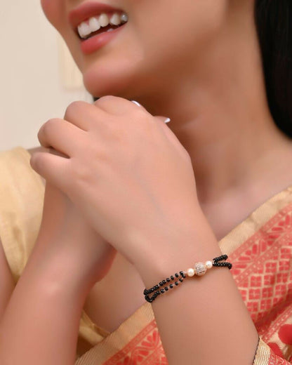 VOJ Gold-Polished AD Stone Studded Mangalsutra Bracalet