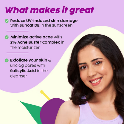PLIX The Plant Fix 2% Acne Buster Moisturizer & Salicylic Acid Sunscreen SPF50+ PA+++, Reduce Acne, Pimple Marks