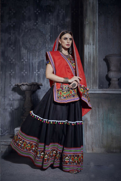AI Fashion Black Art Silk Designer Navratri Lehenga Choli Collection