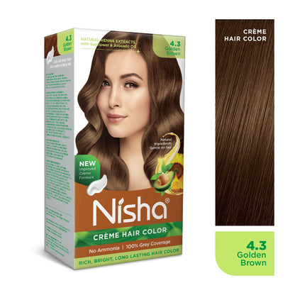 Nisha Creme Hair Color for Women - Golden Brown