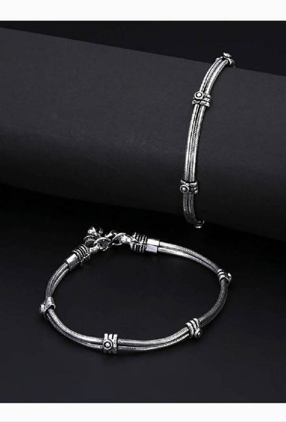 Mominos Fashion Traditional German Silver Anklets