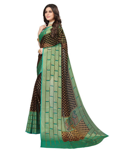 Vamika Black Chiffon Brasso Bollywood Style Woven Saree (DIMPLE BLACK)