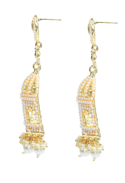 Mominos Fashion Johar Kamal Golden Color Bird Nest Earrings With Pearls