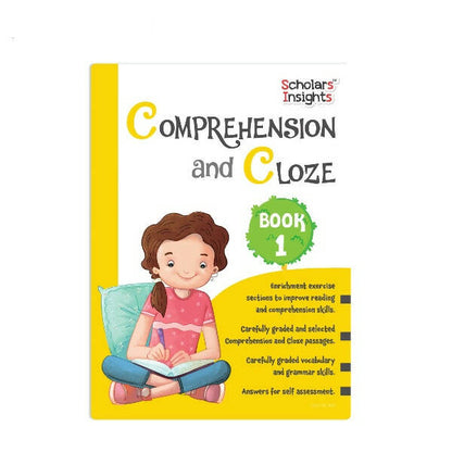 Scholars Insights Comprehension and Cloze Grade 1| English Vocabulary & Grammar Skill Book for Kids| Ages 6-7 Years