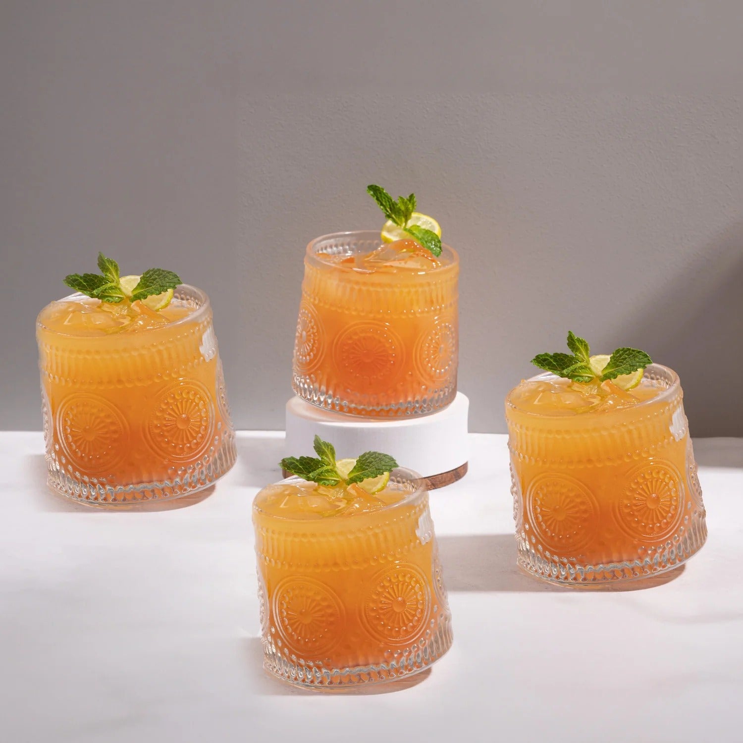 Nestroots Drinking Dancing Glass Set of 4 Embossed Party Tumblers