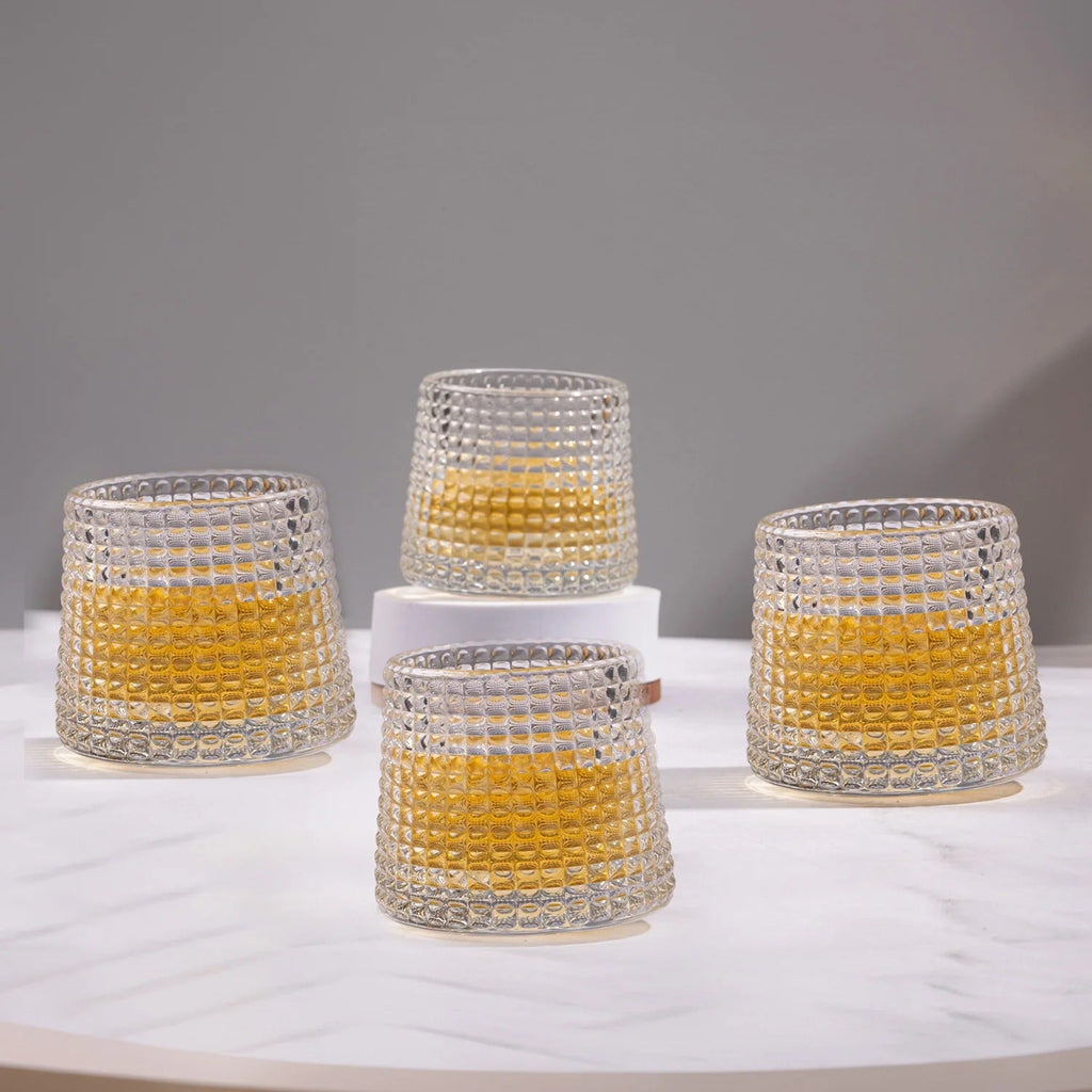 Nestroots Scotch Dancing Glass Set of 4 Whiskey Tumblers