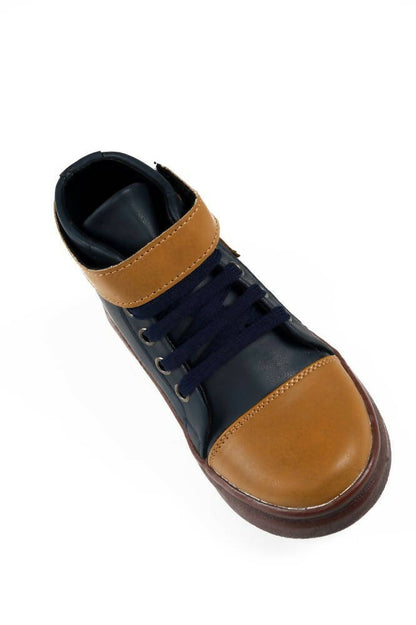 Tiny Bugs Boys Party Wear Mid Top Boots - Navy
