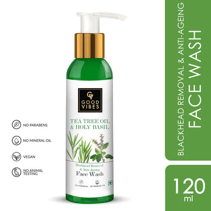 Good Vibes Blackhead Removal + Anti-Ageing Face Wash - Tea Tree Oil + Holy Basil