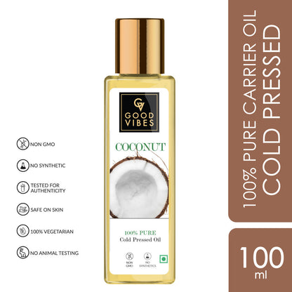 Good Vibes Coconut 100% Pure Cold Pressed Carrier Oil For Hair & Skin