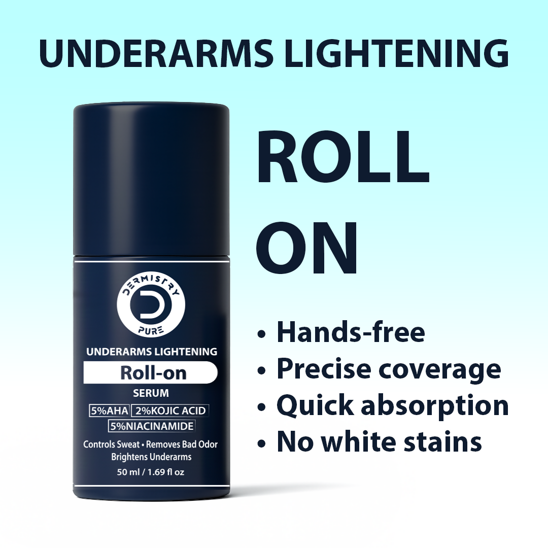 Dermistry AHA Kojic Acid Licorice Niacinamide Underarms Lightening Deodorant Roll On Serum Dark Spots Pigmentation