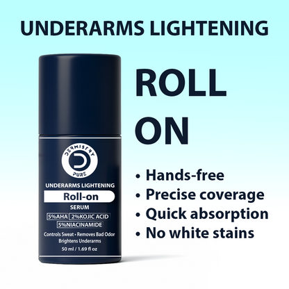 Dermistry AHA Kojic Acid Licorice Niacinamide Underarms Lightening Deodorant Roll On Serum Dark Spots Pigmentation