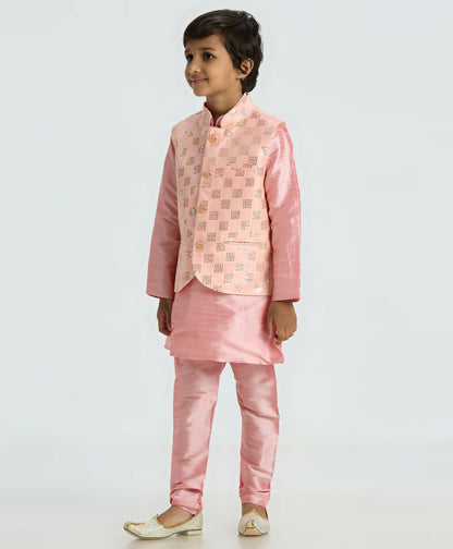 Joban Fashion Kids Island with Sequence work Nehru Jacket Full Sleeves Kurta, Pyjama Set - Pink