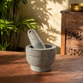 Zishta Granite Mortar and Pestle Round Traditional Stone