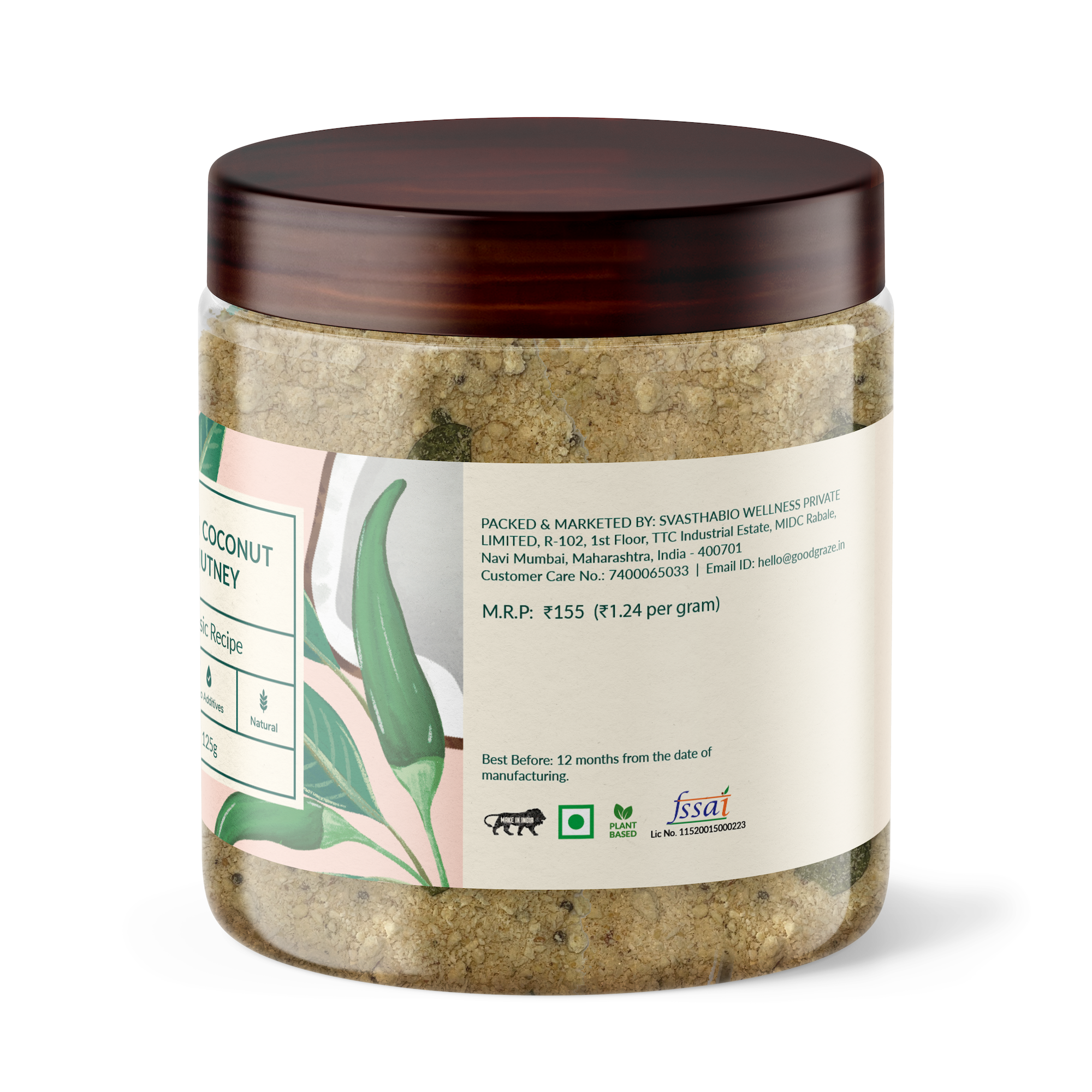 Good Graze Green Chilli Coconut Chutney Powder - 125 gms