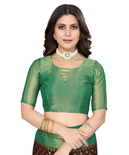 Vamika Black Chiffon Brasso Bollywood Style Woven Saree (DIMPLE BLACK)