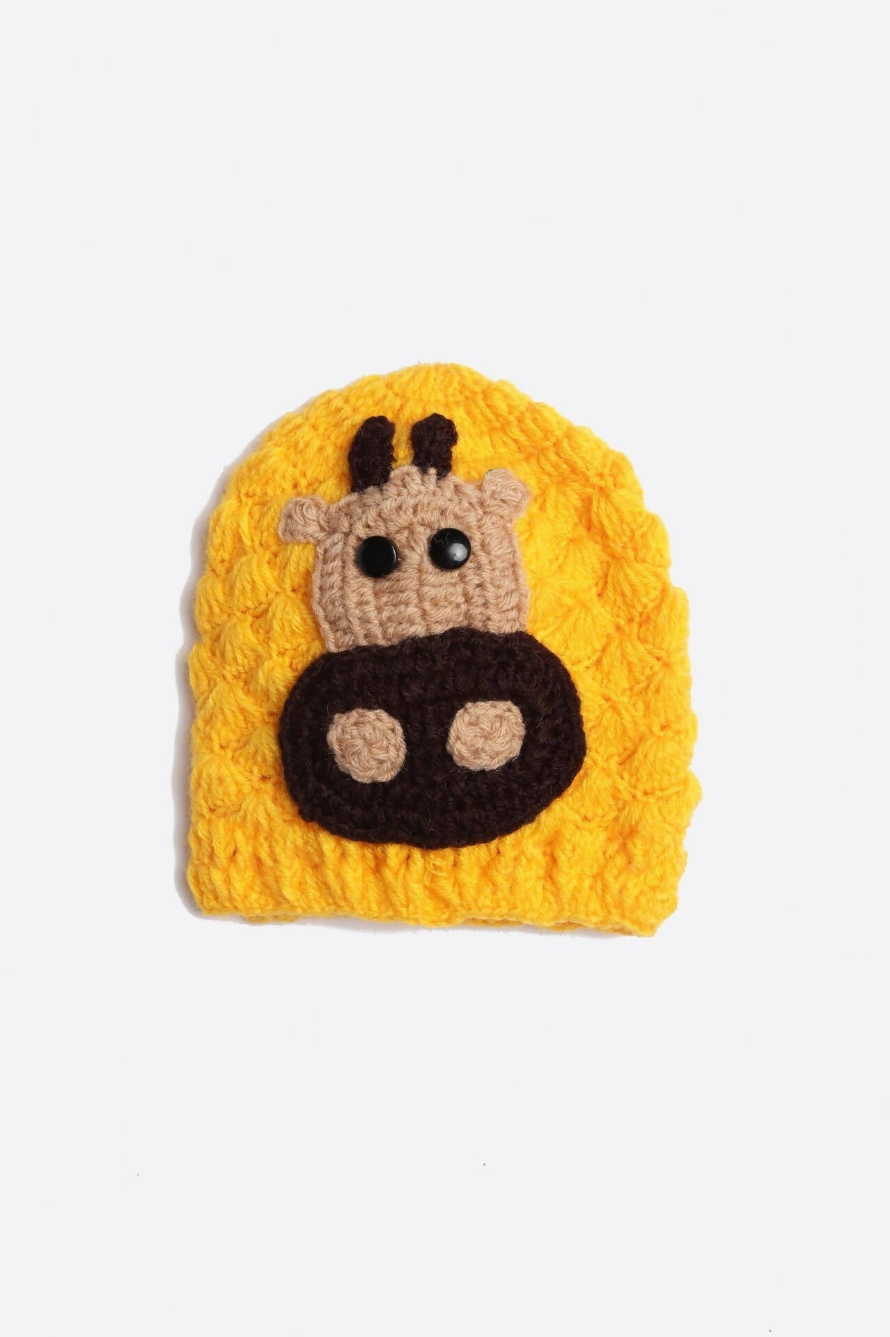 Chutput Kids Woollen Hand Knitted Giraffe Face Detailed Cap - Yellow