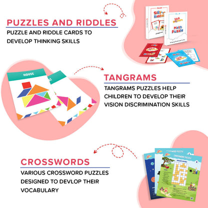 ClassMonitor Brain Development Puzzle Solving Home Learning Educational Kit with Free App with 25 Riddles for kids of Age group 6 - 8 Years