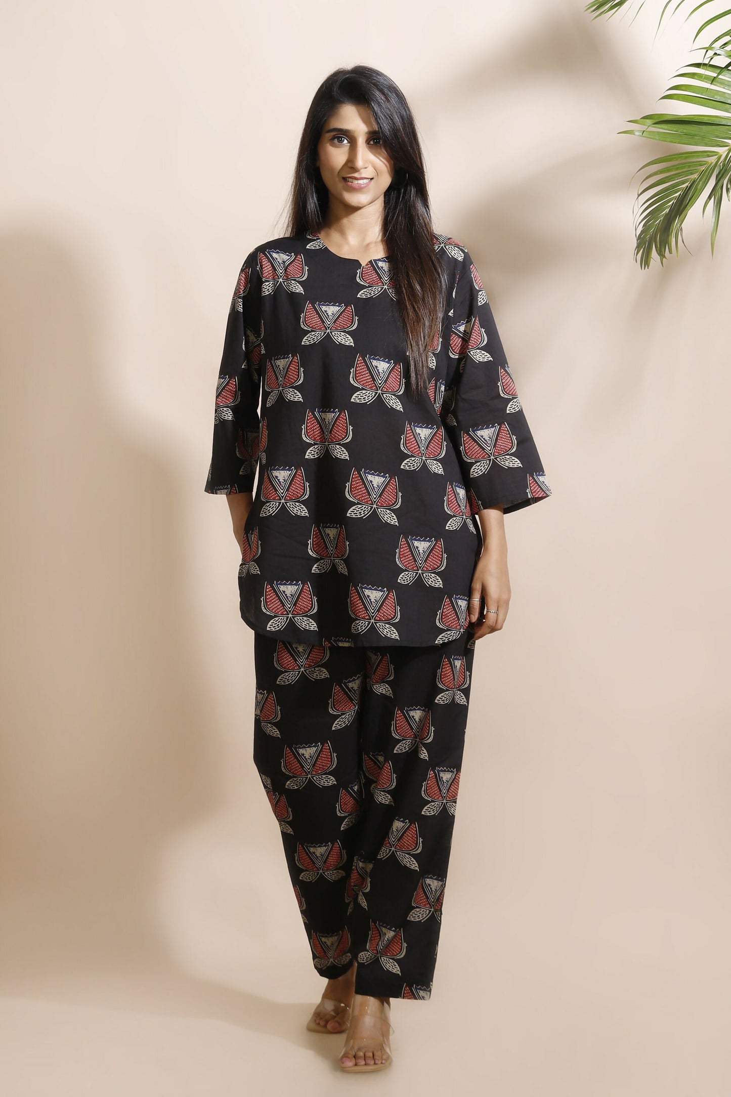 Breathables Abstract Black Cotton Co-Ord Set
