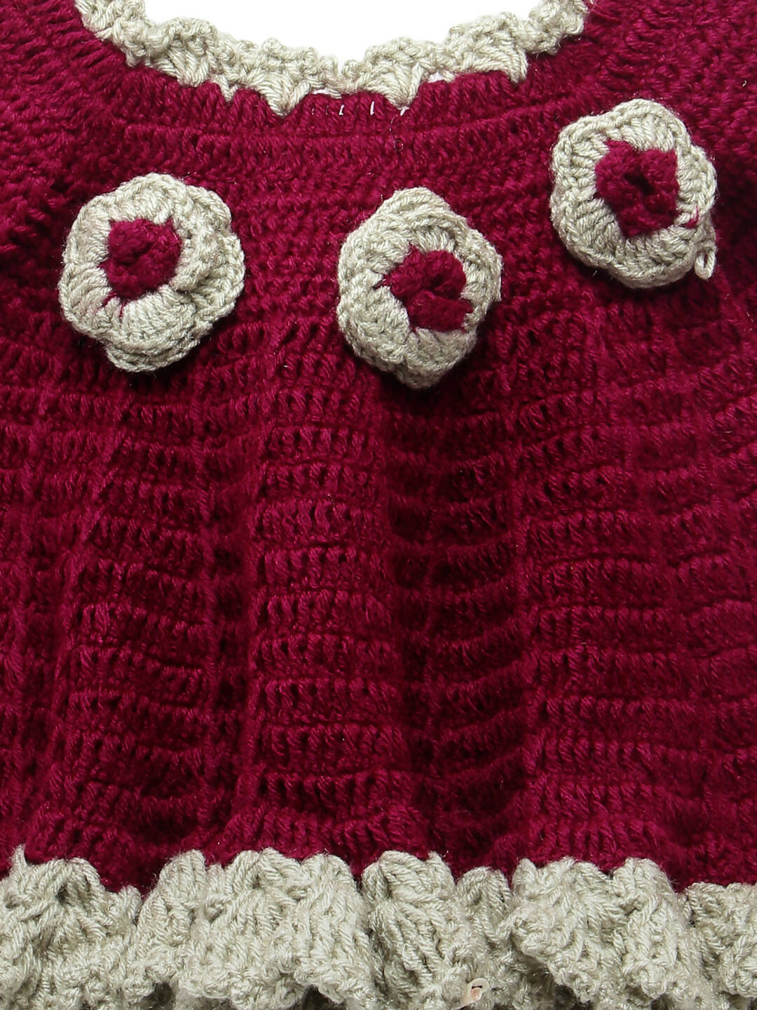 ChutPut Hand knitted Crochet Beautiful Wool Dress For Baby Girls - Purple