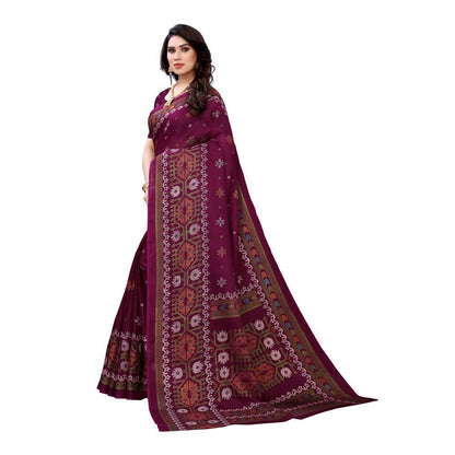 Vamika Printed Jute Silk Purple Saree (Namita Purple)
