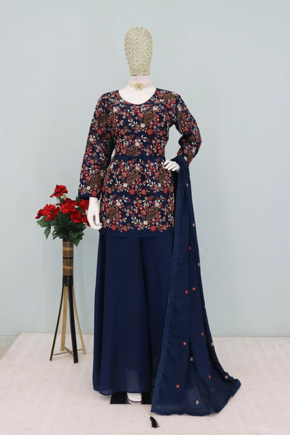 Anaita Blue Chinon Embroidered With Sequins Work Salwar Suit