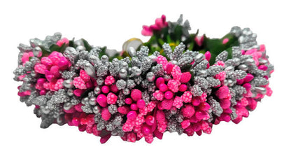Pink & Silver Pollens Bridal Hair Gajra