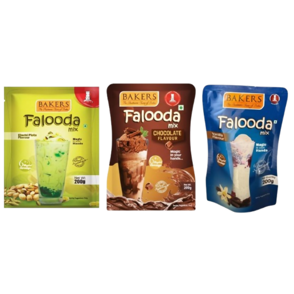 BAKERS Falooda Mix Powder - Chocolate, Pista, Vanilla