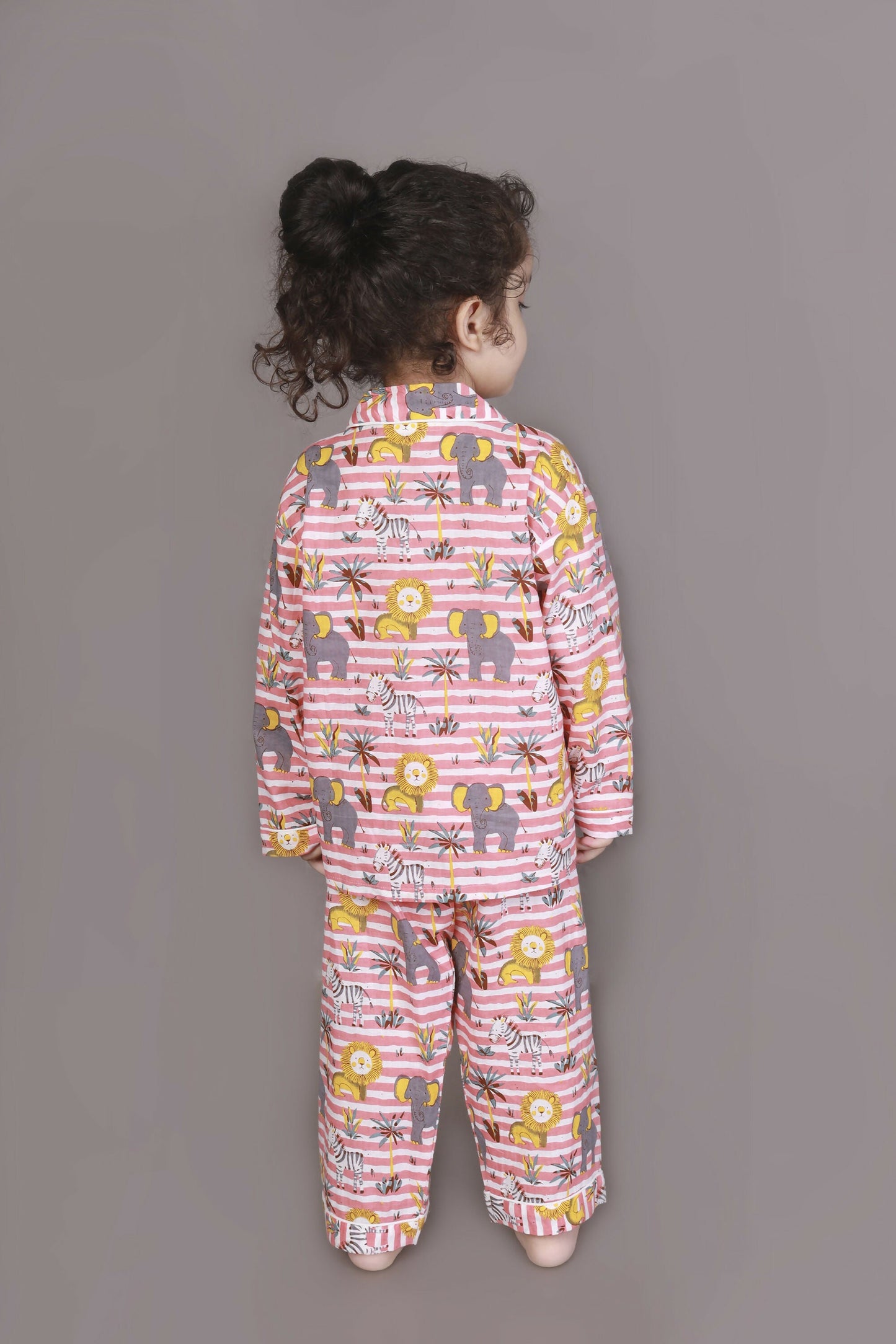 Breathables Kids Cotton Night Suit – Red & White Jungle Stripe Shirt & Pyjama Co-Ord Set For Boys & Girls