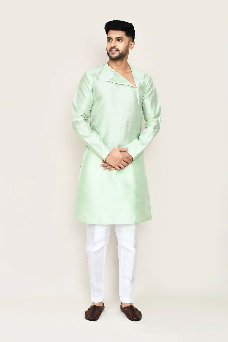 Joban Fashion Green Colored Art Silk Fabric Kurta With Straight Fit Pant