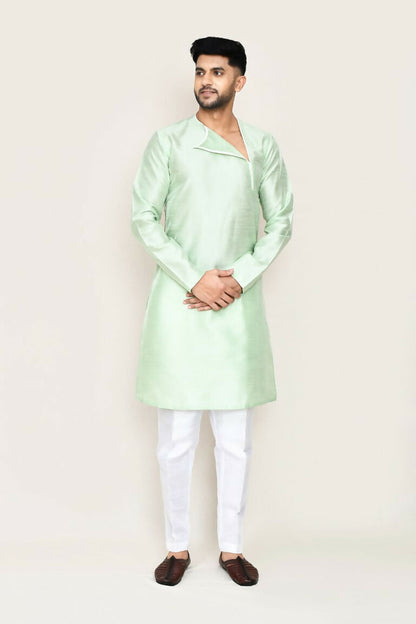 Joban Fashion Green Colored Art Silk Fabric Kurta With Straight Fit Pant