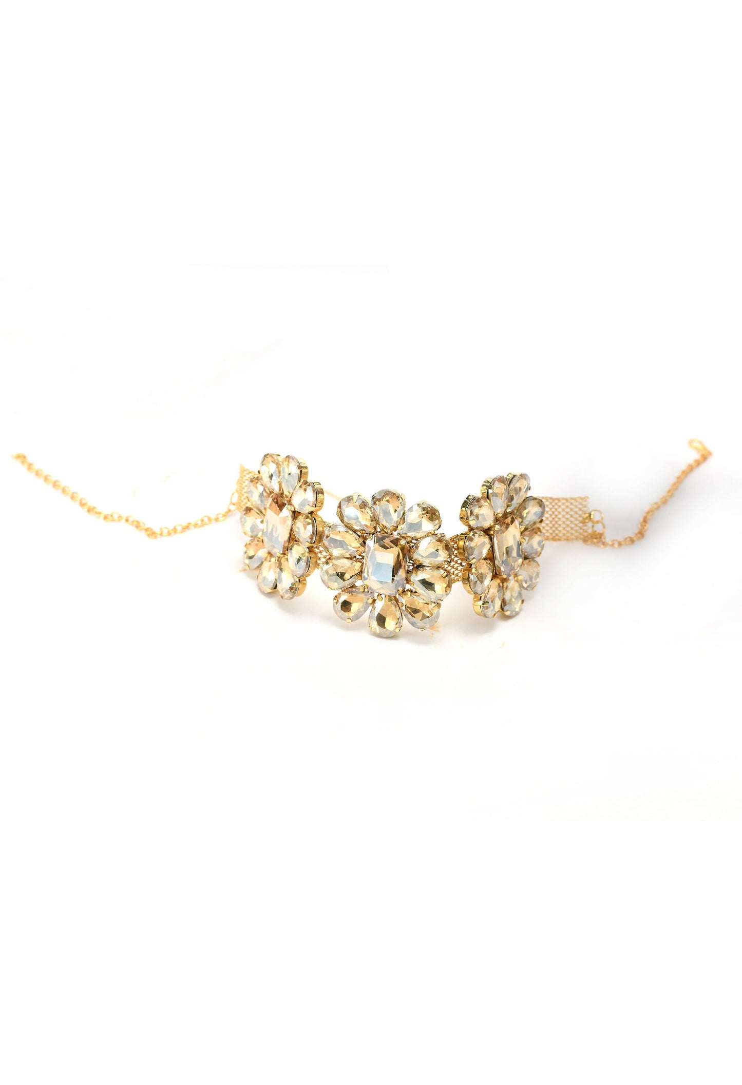 Mominos Fashion Joharkamal Gold-Polished Brass Finish Stone Choker For Women & Girls (Golden)