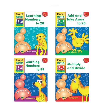 Excel Maths Early Skills Ages 5-6 Year Books for Senior KG| Set of 4| Numbers, Addition, Subtraction, Multiply, Divide