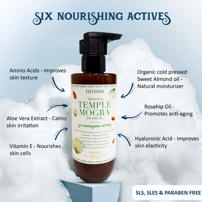 Nyassa Silky And Relaxing Temple Mogra Shower Gel With 6 Nourishing Actives