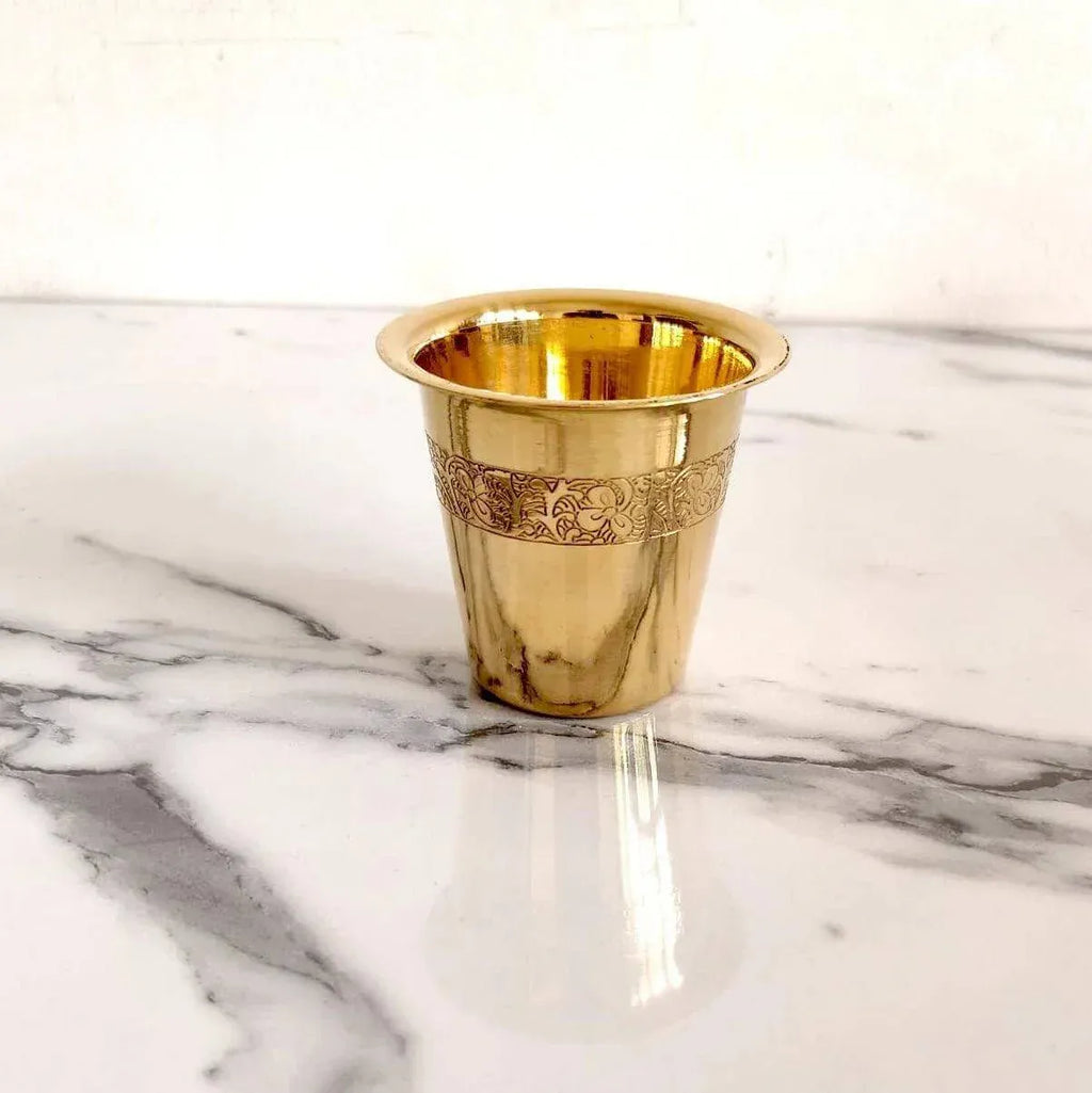 Zishta Brass Etched Tea Glass Traditional Serveware