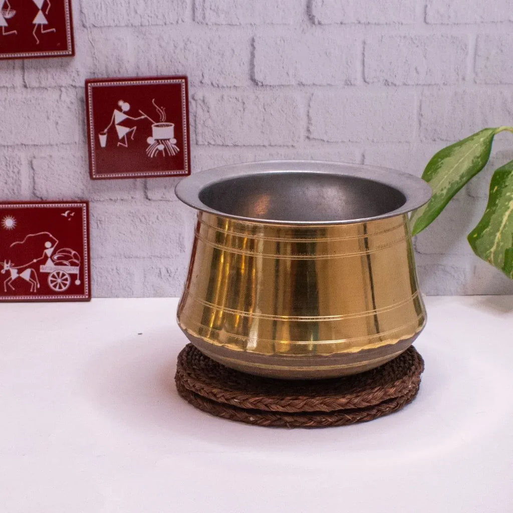 Zishta Brass Rice Pot with Tin Coating - Medium