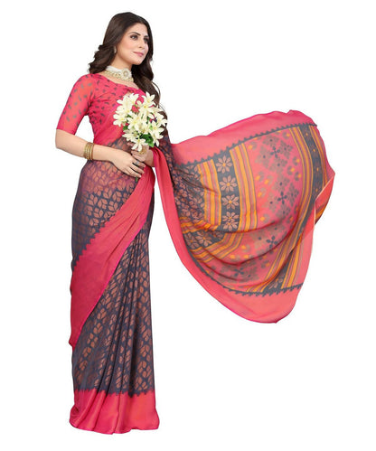 Vamika Grey Chiffon Brasso Bollywood Style Woven Saree (ALIZA GREY)