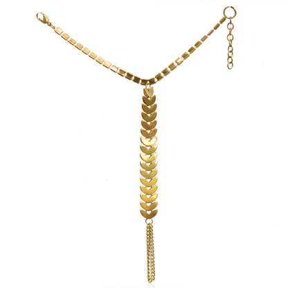 Gold-Polished Alloy Designer Hand Harness Bracelet - The Pari