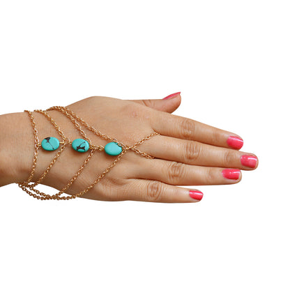 Gold-Polished Alloy Designer Hand Harness Bracelet - The Pari